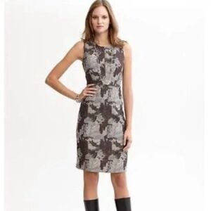 Banana Republic Wool Blend Metallic Sheath Pencil Dress Women’s 6 Brown Gray